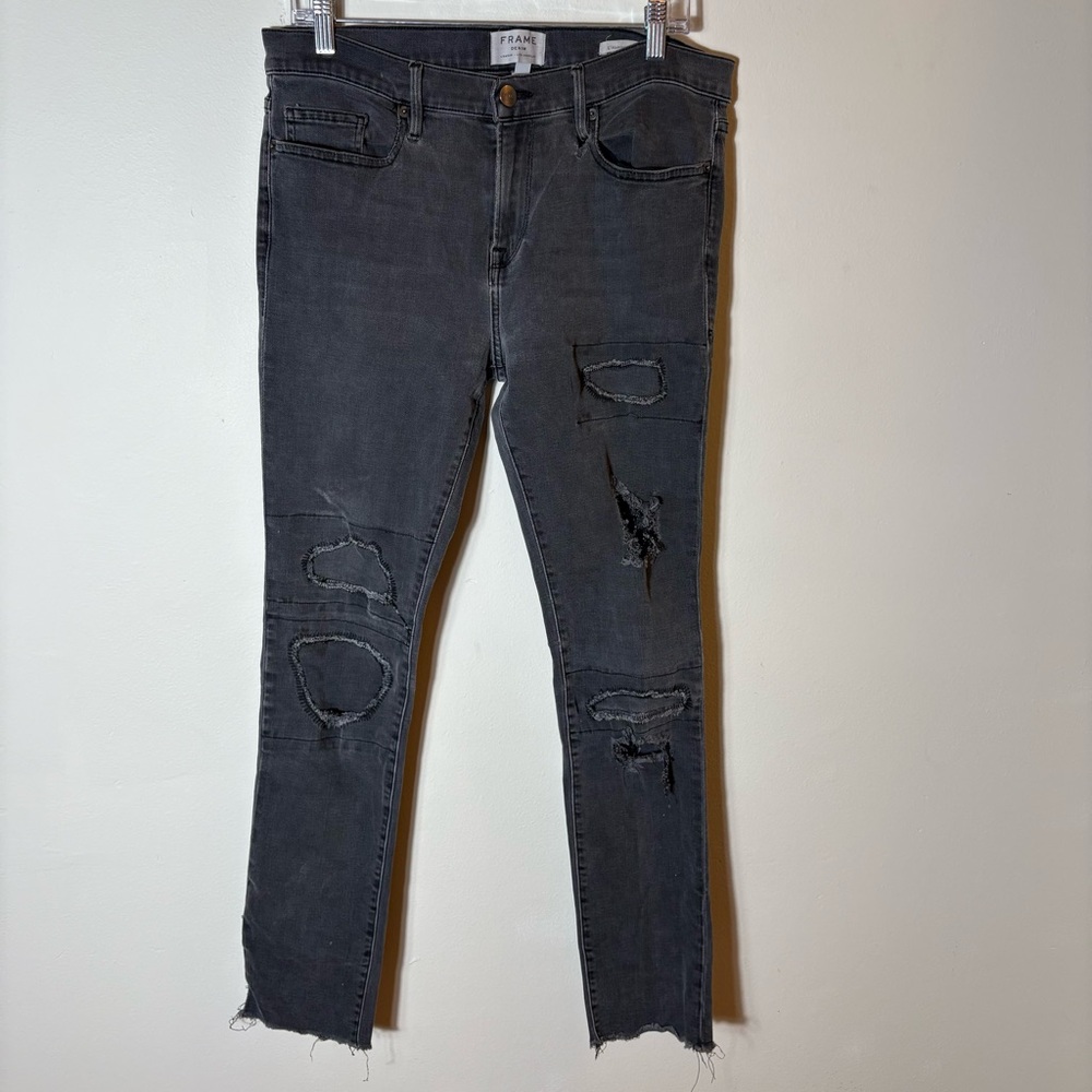FRAME Denim L'Homme Skinny Distressed Jeans Size 33